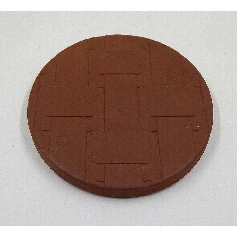 Longaberger Pottery Button Basket Brick Warmer Stone Bread 6” Round #30198